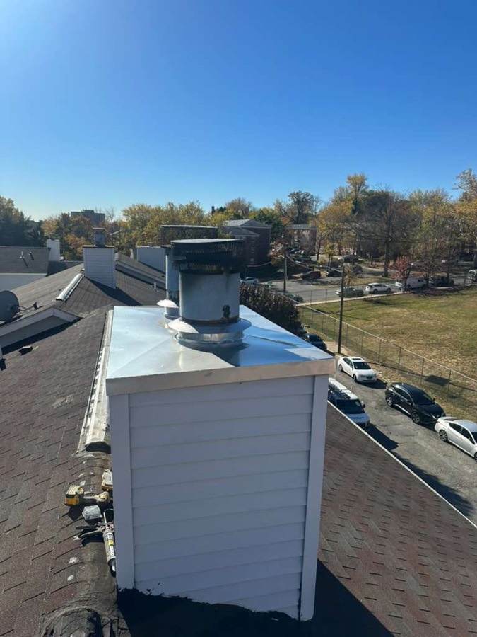 Sided chimney chase with stainless cap